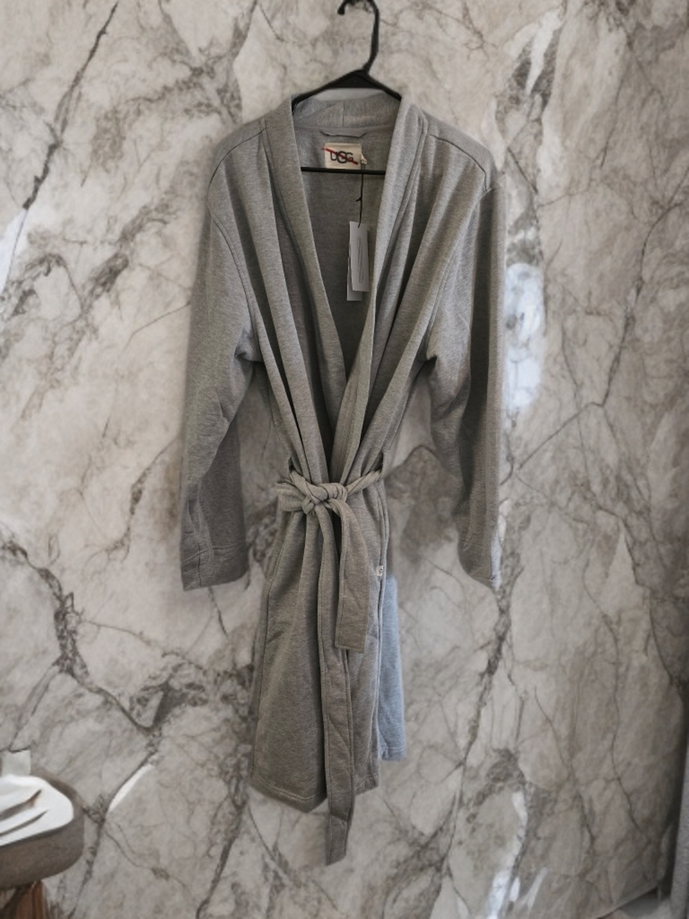 UGG Men's Alven Gray Robe with Tie Belt